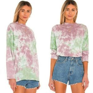 We The Free Women's Tie-Dye Long Sleeve T Shirt Oversized Size S Purple Green